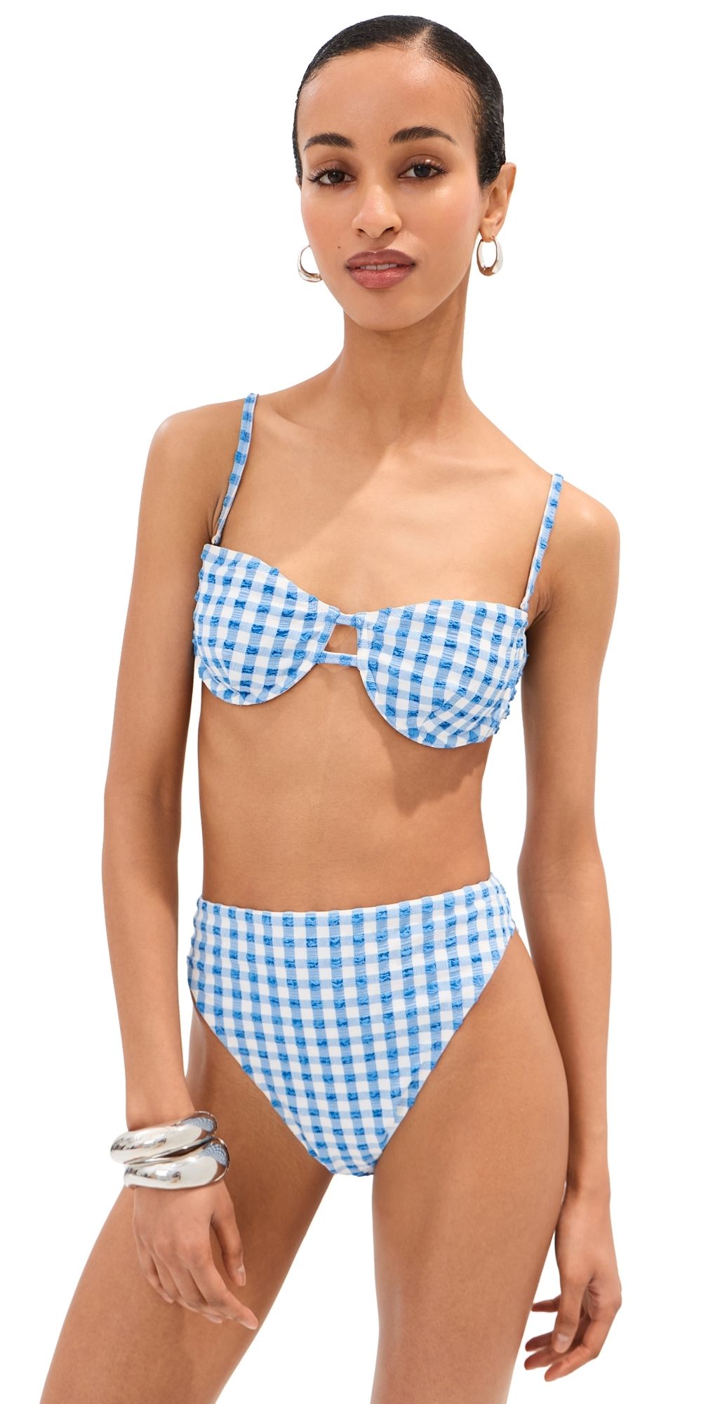 LE BOP Underwire Bikini Top Gingham (Marina/Ivory) M