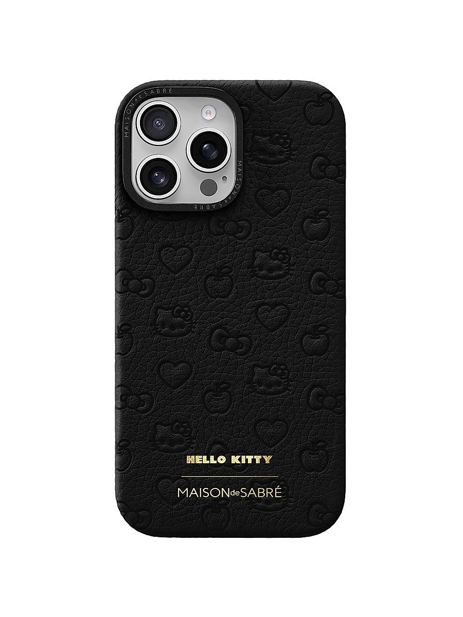 Hello Kitty Leather Phone Case (iPhone 16 Pro Max) - Black Caviar