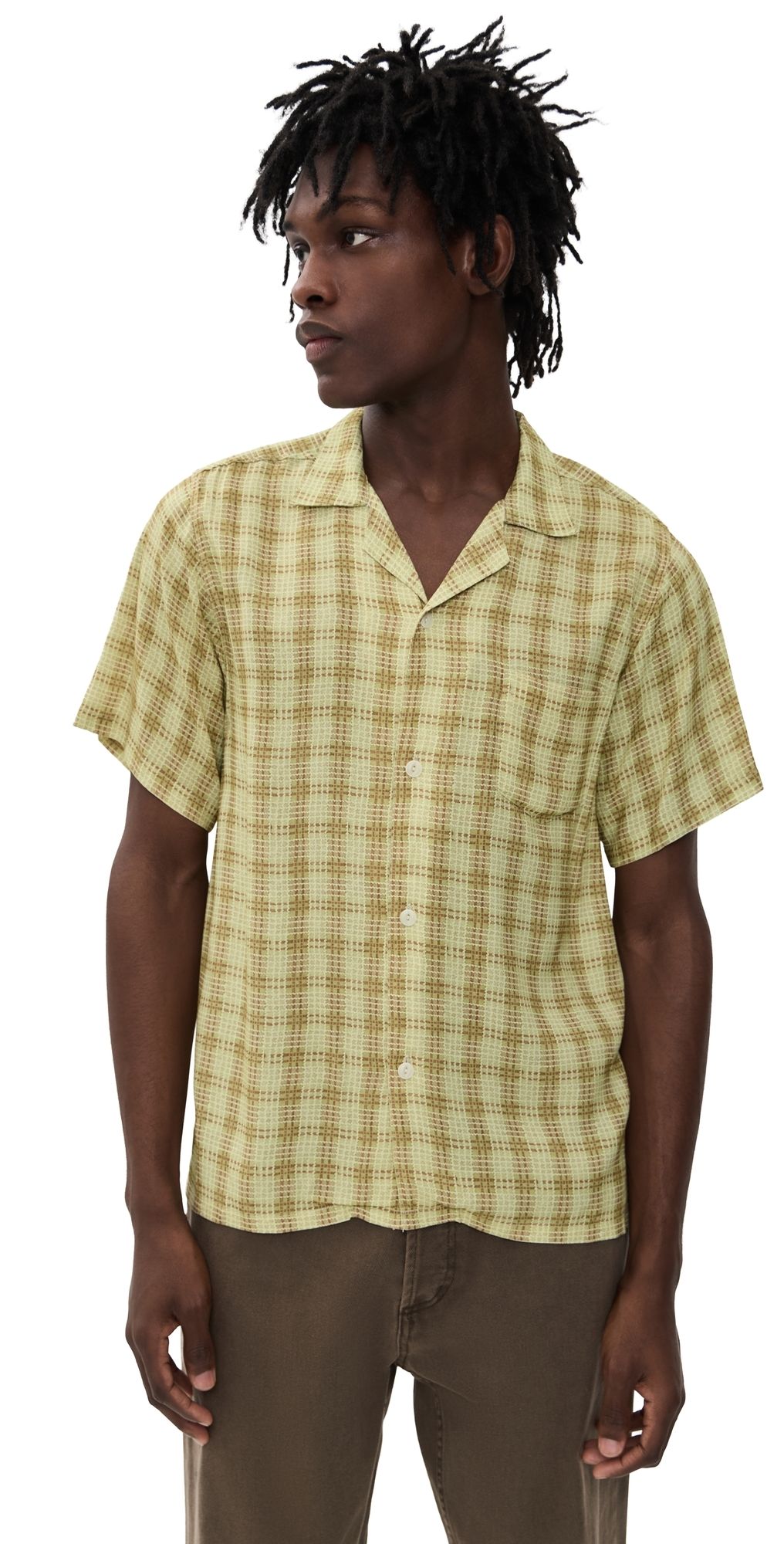 Bather Tartan Camp Shirt Citrus XXL