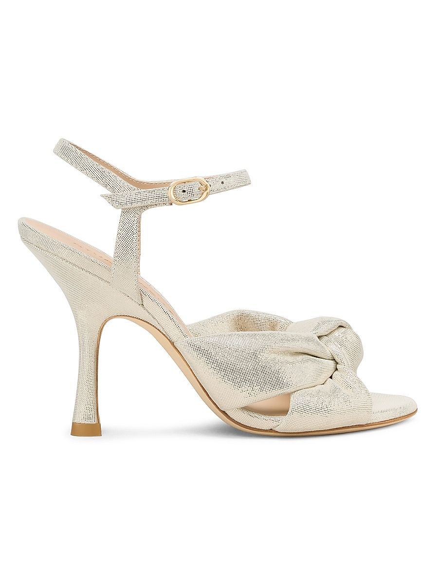 Women's Soplaya 100MM Leather Ankle-Wrap Sandals - Linen - Size 9.5