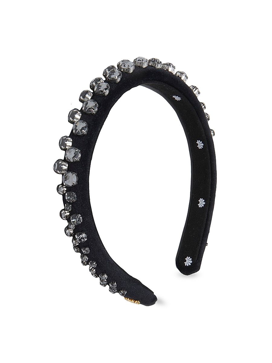 Women's Gigi Crystal-Embellished Velvet Headband - Silver Jet