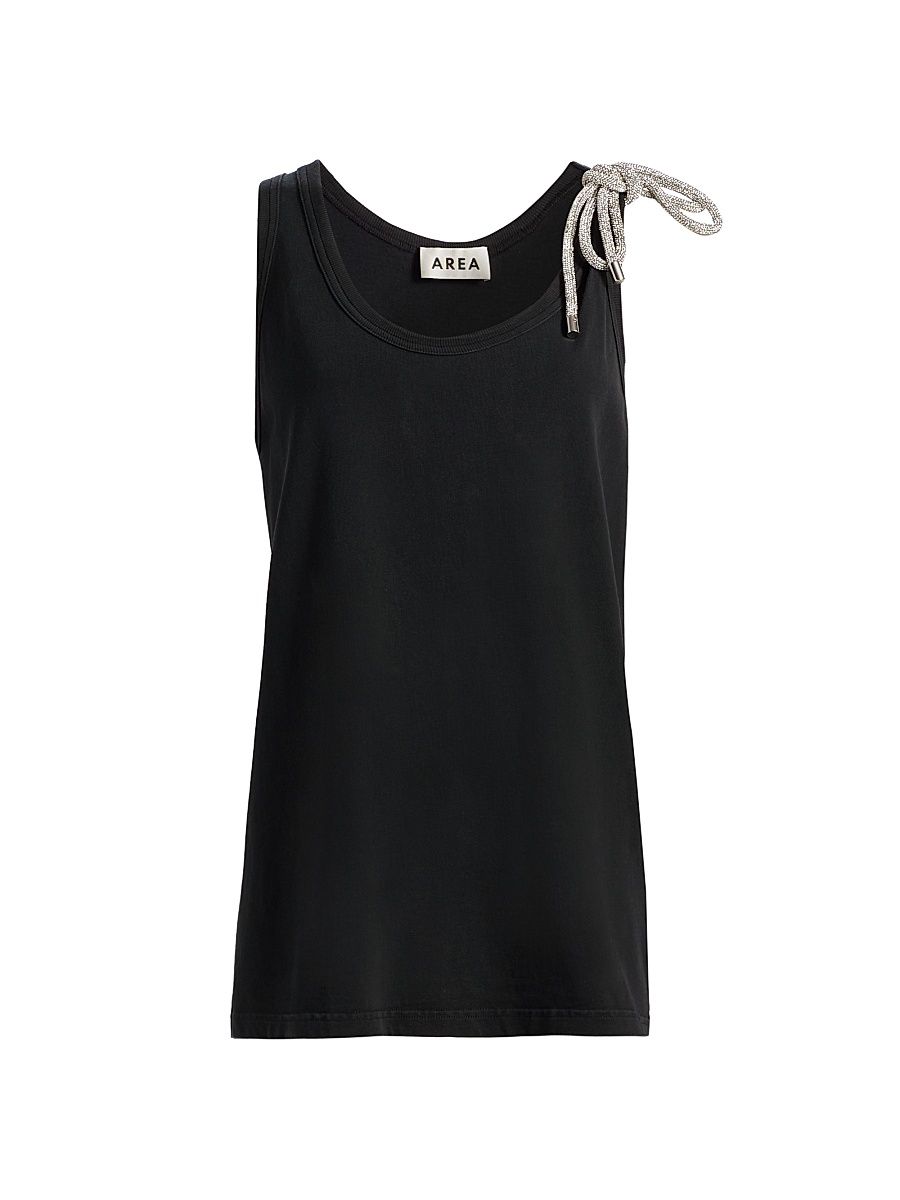 Women's Crystal Knot Jersey Scoopneck Tank - Washed Black - Size XL