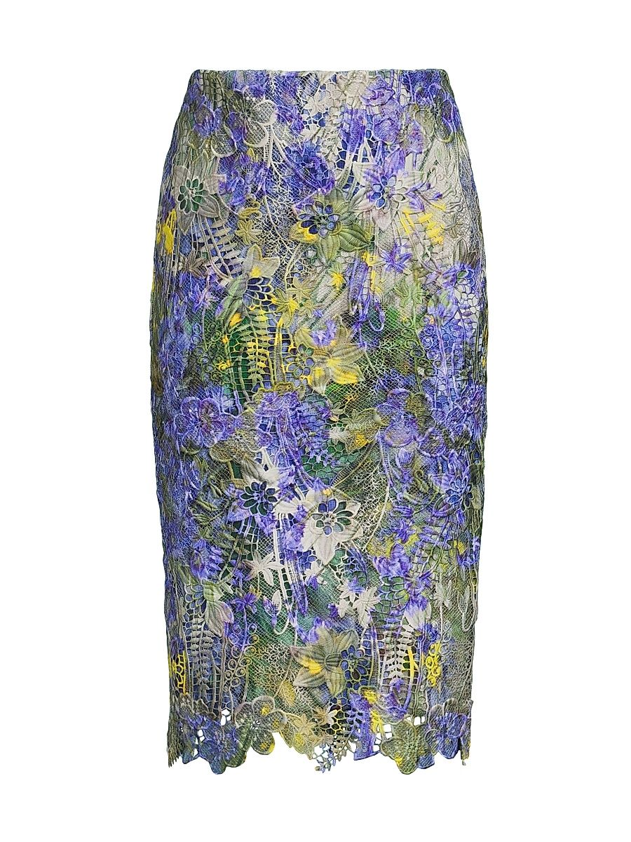 Women's Remy Floral Lace Pencil Knee-Length Skirt - Iris Multi - Size 12