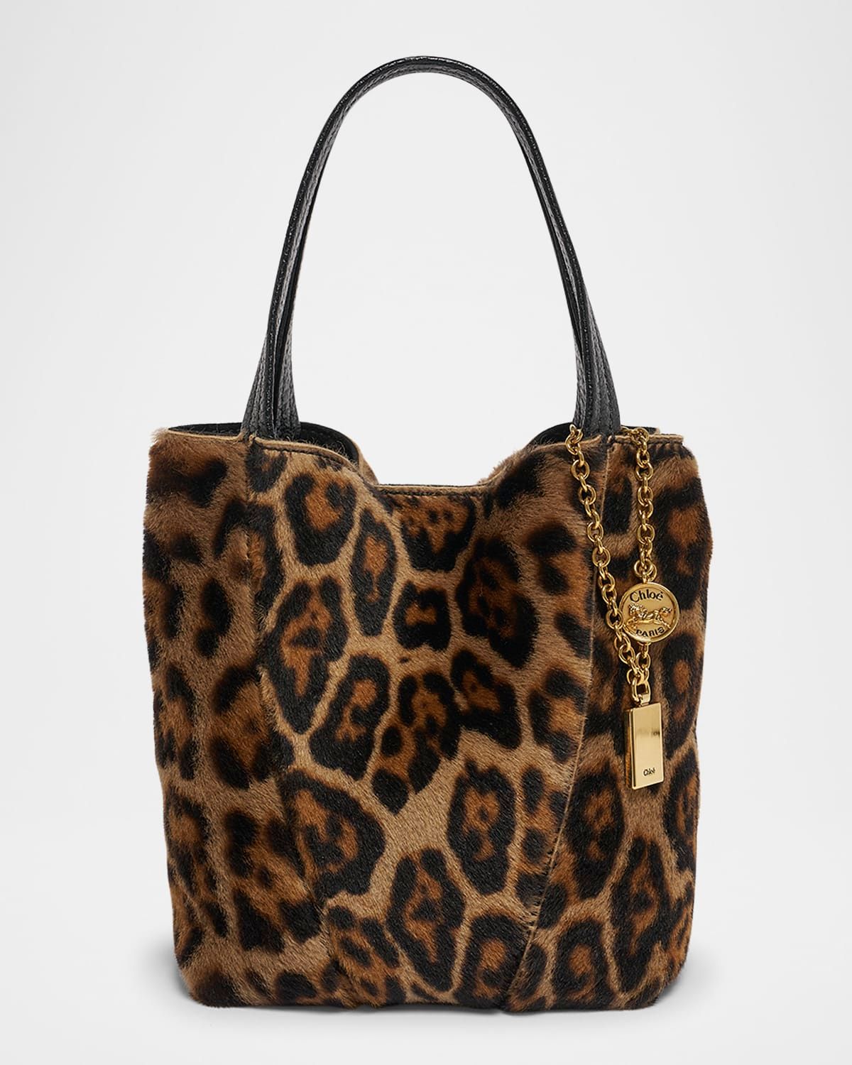 Spin Tote Bag in Leopard-Print Shearling