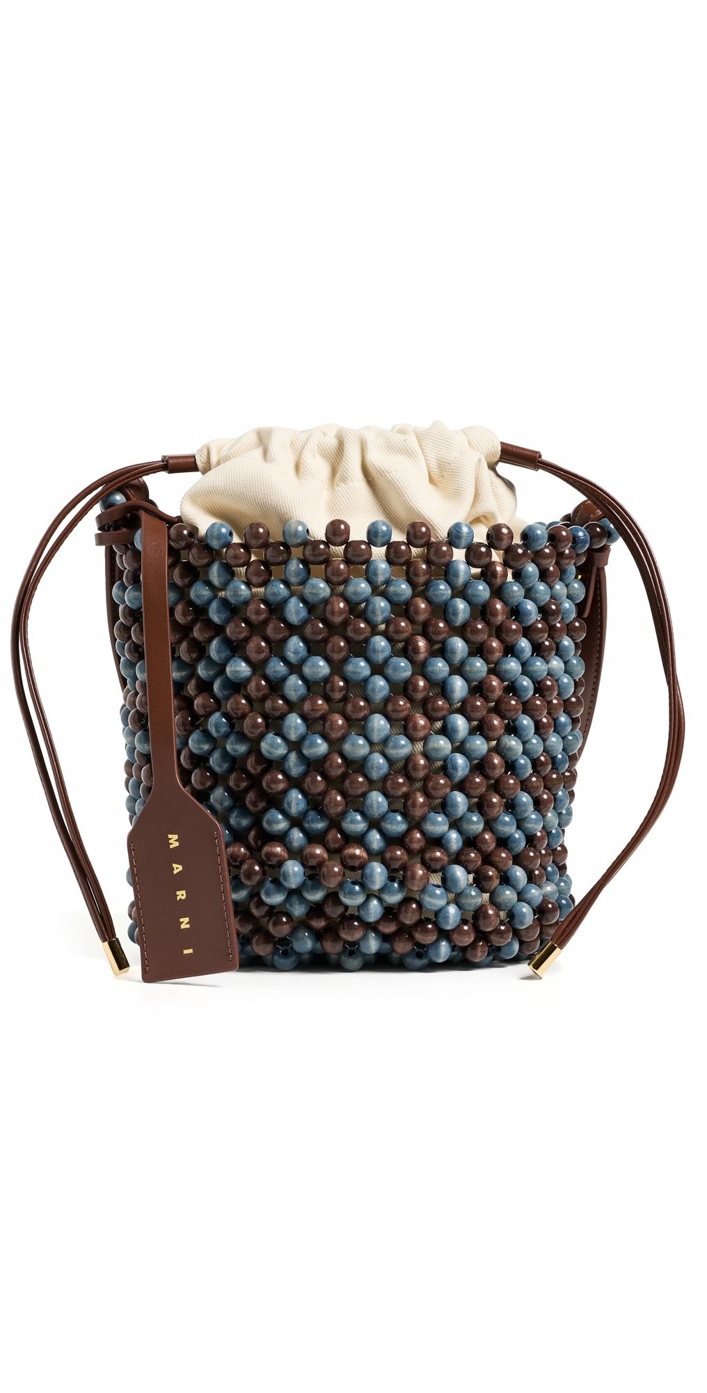 Marni Beads Bucket Bag Faded Denim/Brunette One Size