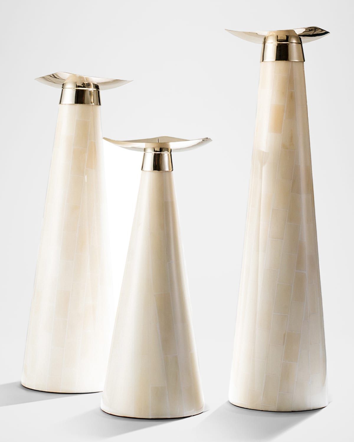 Bone Candlestick Holder Trio Set