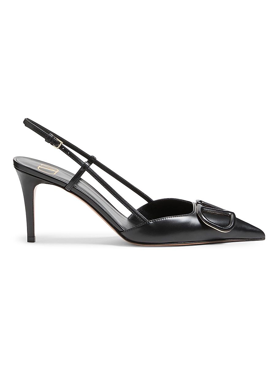 Women's VLogo Signature Calfskin 80MM Slingback Pumps - Black - Size 12