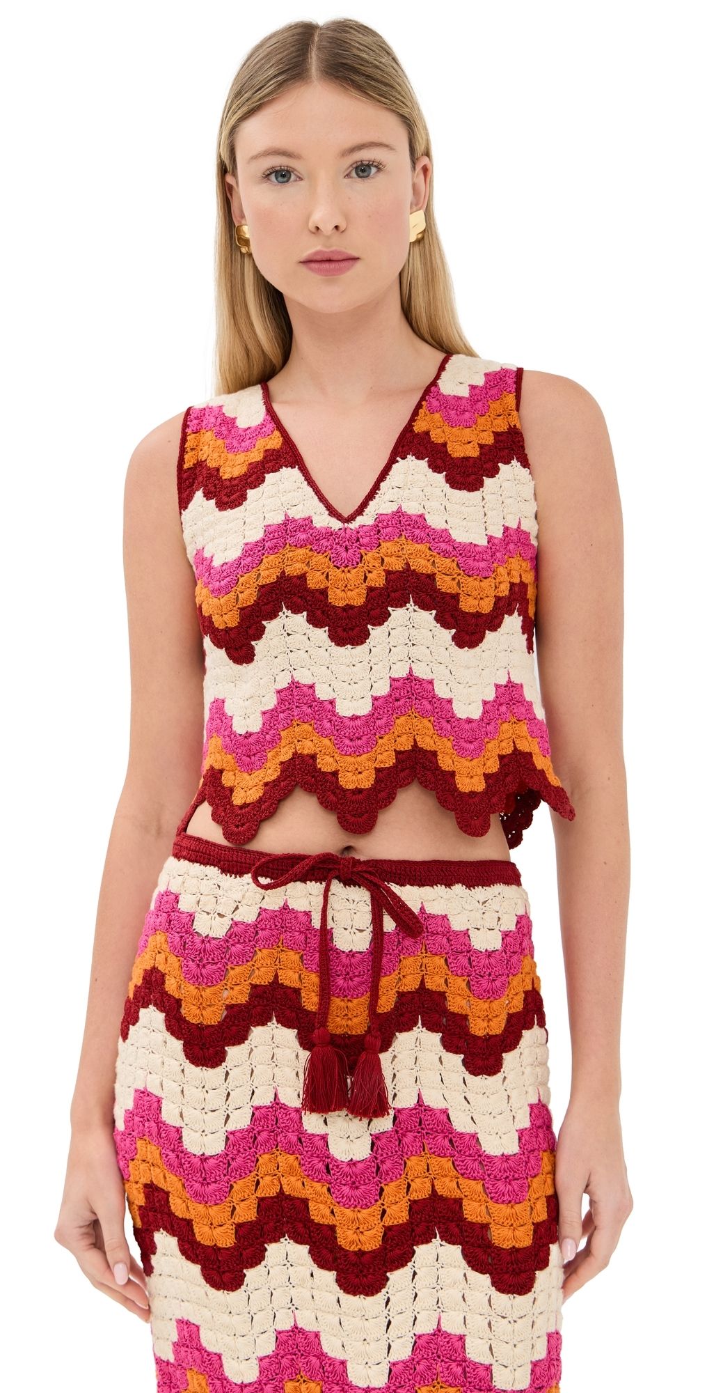 ESCVDO Susprio Top Burgundy/Fuchsia/Brown L