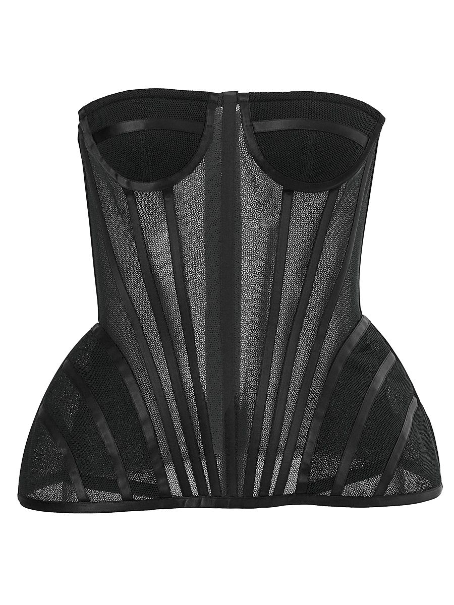 Women's Strapless Exaggerated-Hip Bustier - Black - Size 10