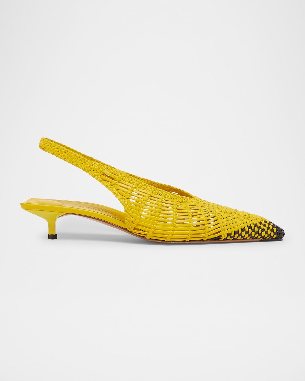 Les Cubisto Woven Leather Slingback Pumps