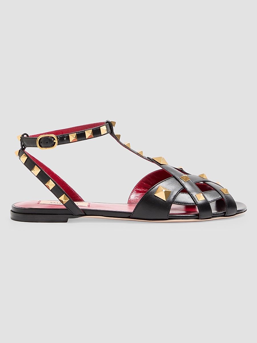 Women's Studdy Kidskin Sandals - Black - Size 6