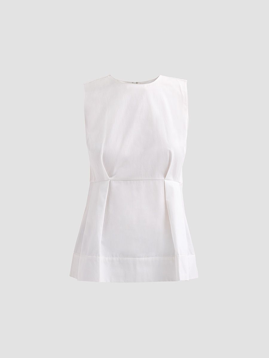 Women's Paneled Cotton-Blend Top - Optic White - Size 8