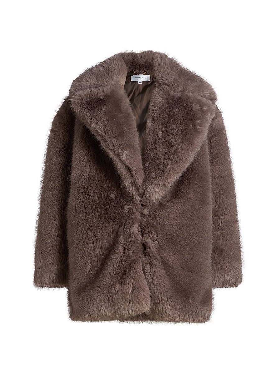 Women's Fonzee Faux-Fur Coat - Grey Brown - Size XL