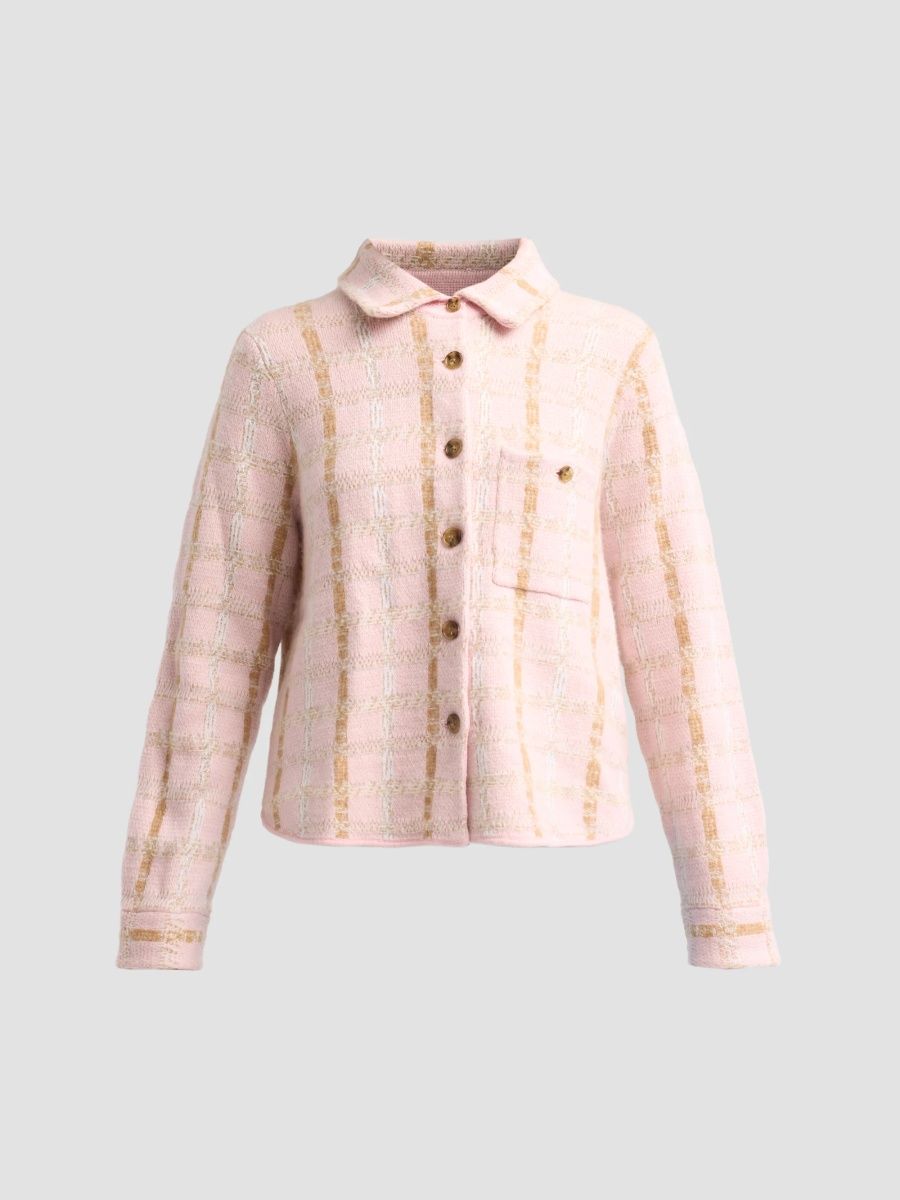 Guest in Residence Women's Dylan Plaid Cashmere Shirt - Cherry Blossom Combo - Size XS