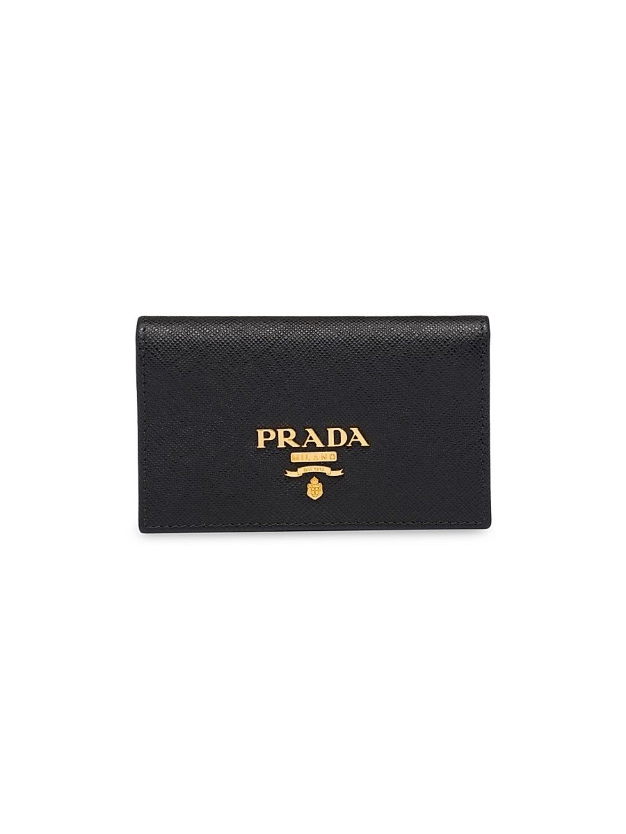 Women's Saffiano Leather Card Holder - Black