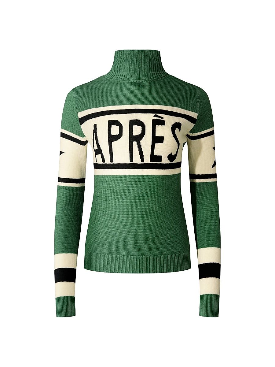 Women's Apres Merino Wool Turtleneck Sweater - Parisian Green - Size XL