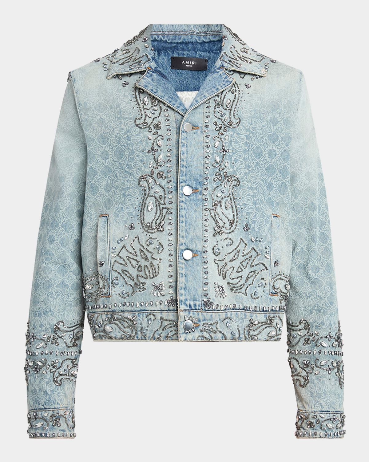 Men & apos;s Crystal Bandana Denim Jacket