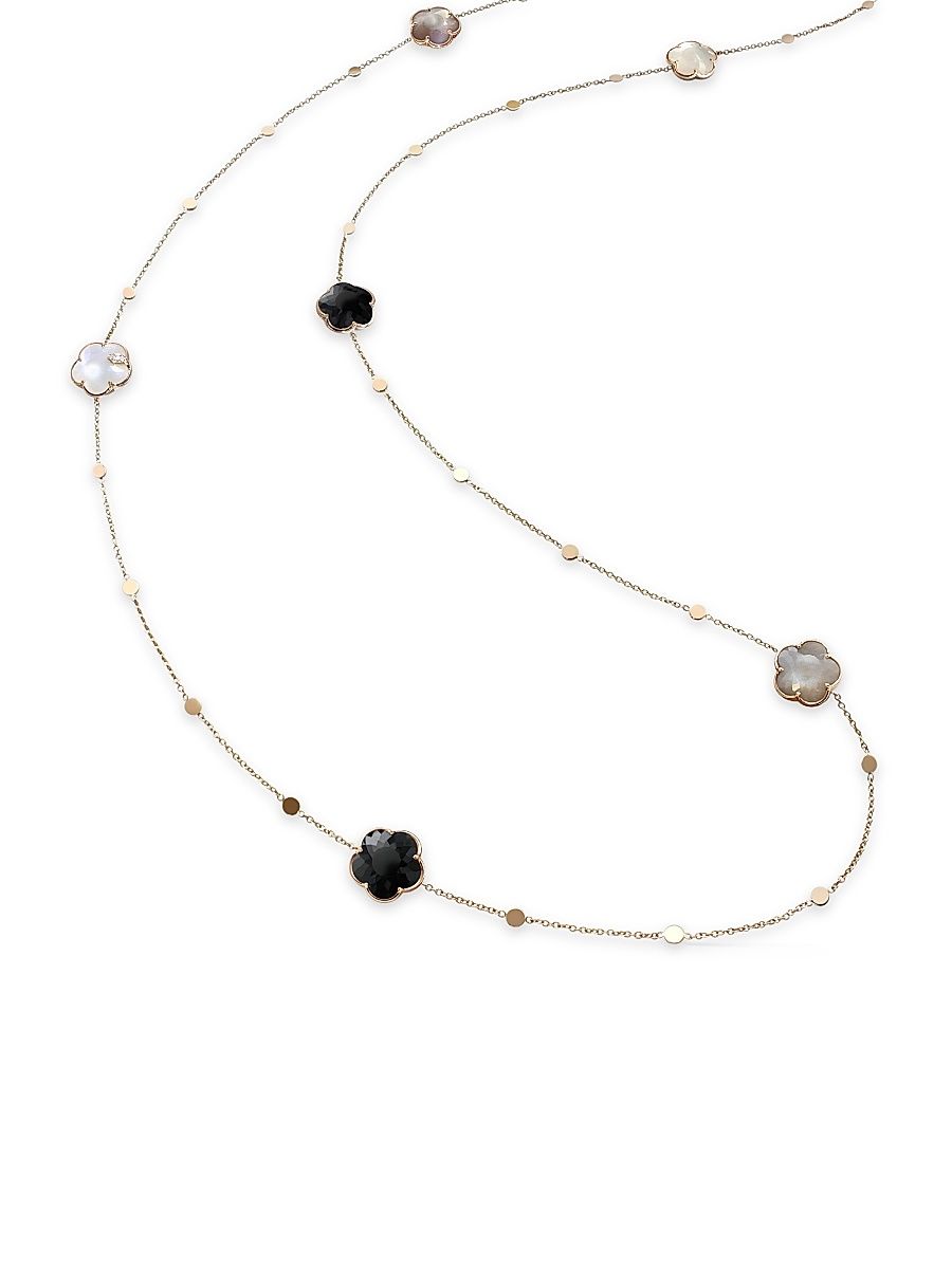 Women's Bouquet Lunaire 18K Rose Gold & Multi-Gemstone Station Necklace - Pink Gold