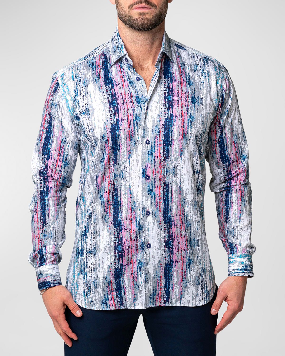 Men & apos;s Fibonacci Multi-Stripe Dress Shirt