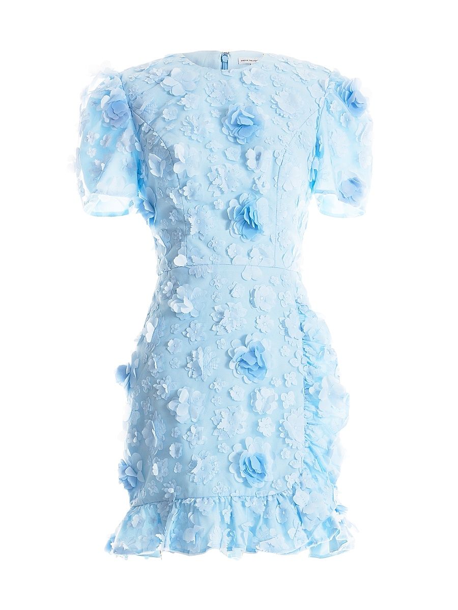 Women's Brittany Floral Applique Minidress - Sky Multi - Size XL