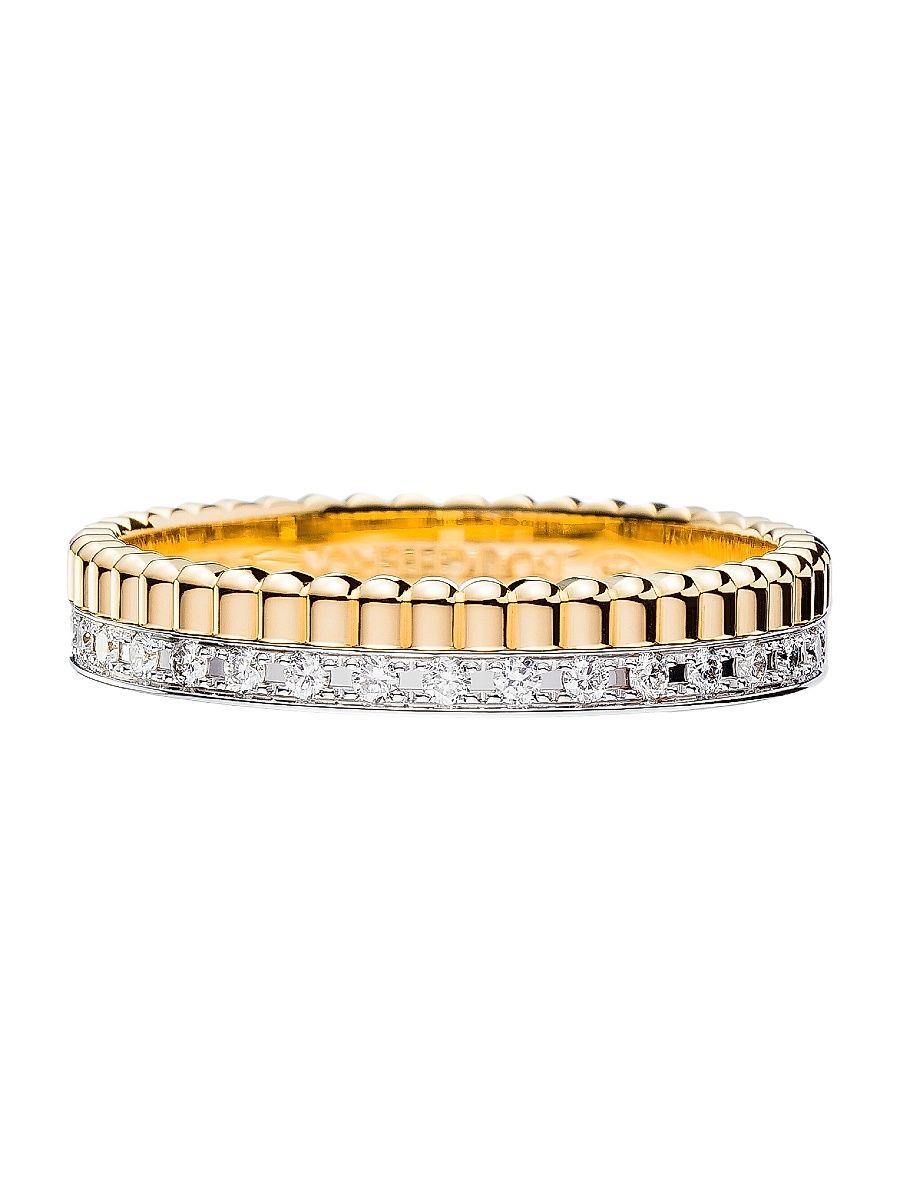 Women's Quatre Radiant Edition Two-Tone 18K Gold & 0.25 TCW Diamond Wedding Band - Gold - Size 5.75
