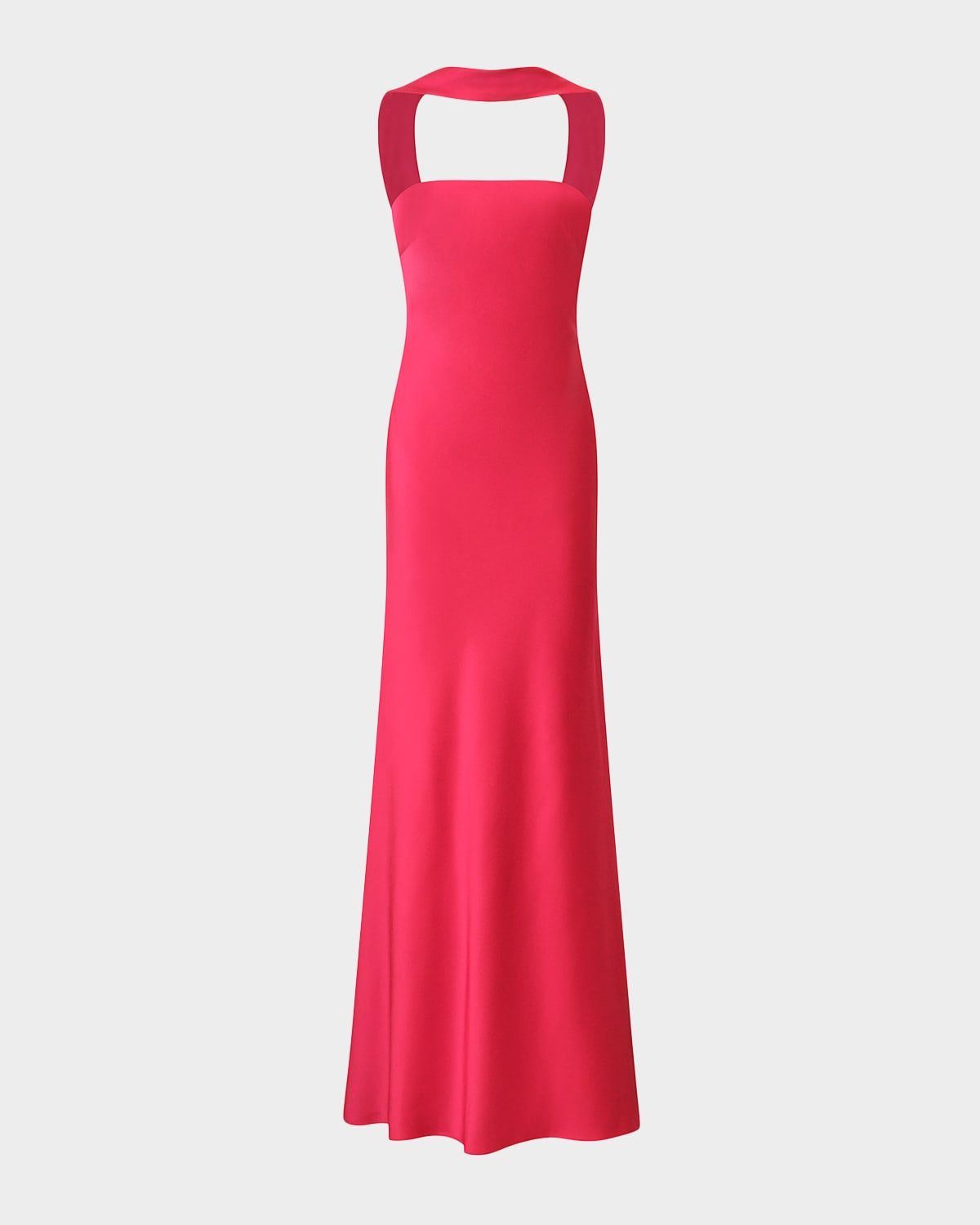 Vali Open-Back Crepe Back Satin Gown