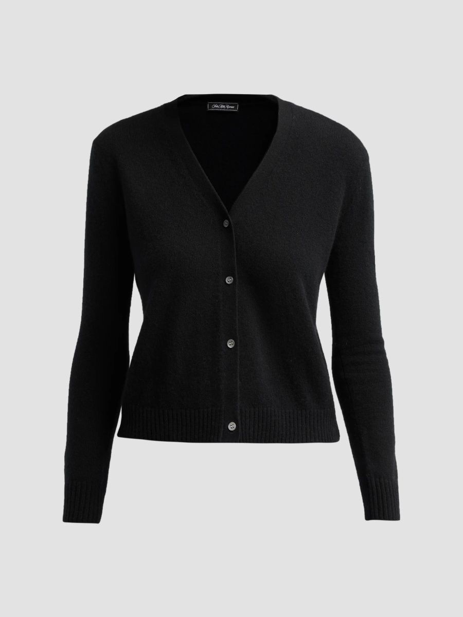 Saks Fifth Avenue Women's Basic V-Neck Cashmere Cardigan - Black - Size XL