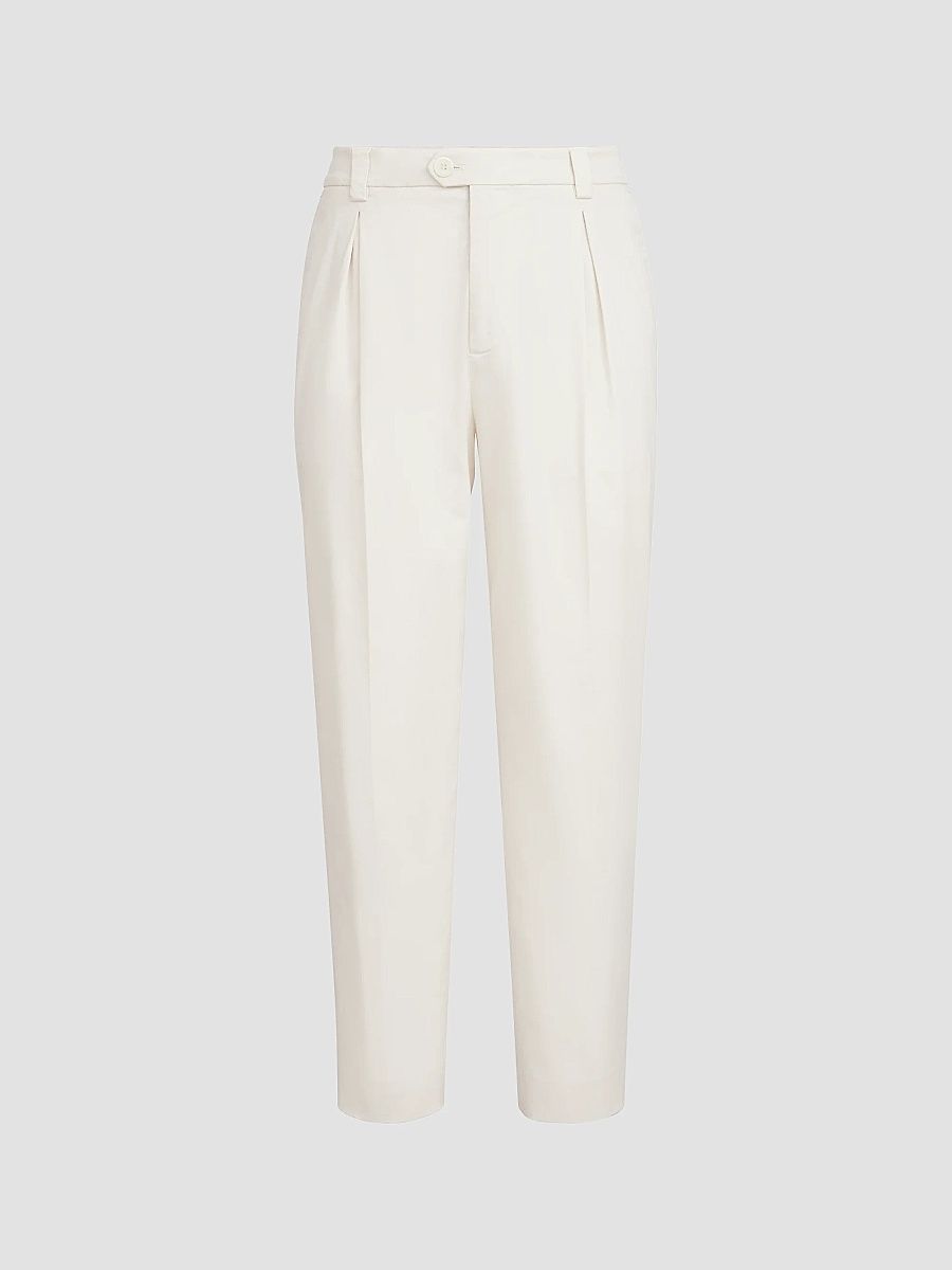 Men's Garment-Dyed Trousers in American Pima Cotton Comfort Gabardine - White - Size 32
