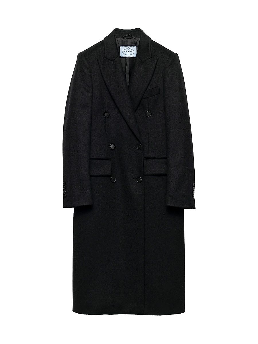 Women's Double Breasted Cashmere Coat - Black - Size 6