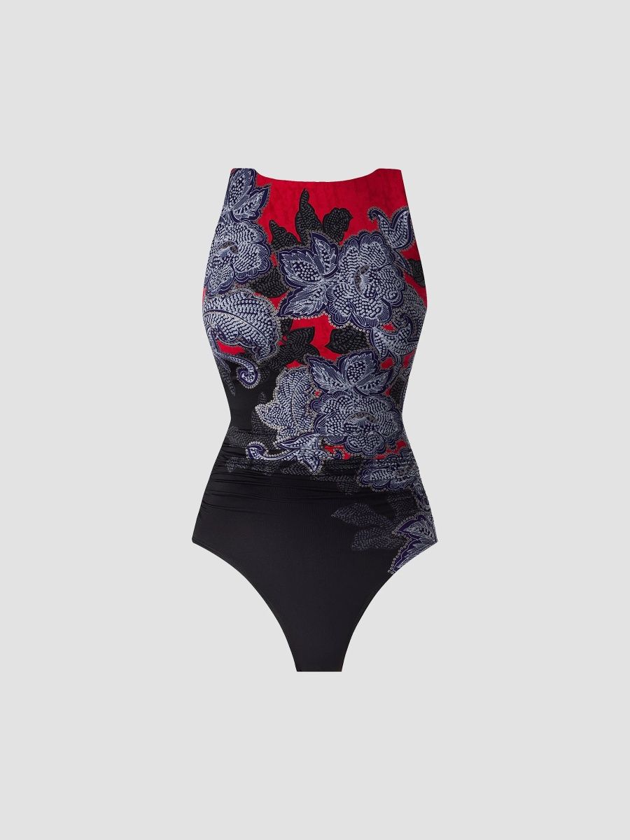 Miraclesuit Women's Steel Magnolias Regatta One-Piece Swimsuit - Black Multi - Size 6