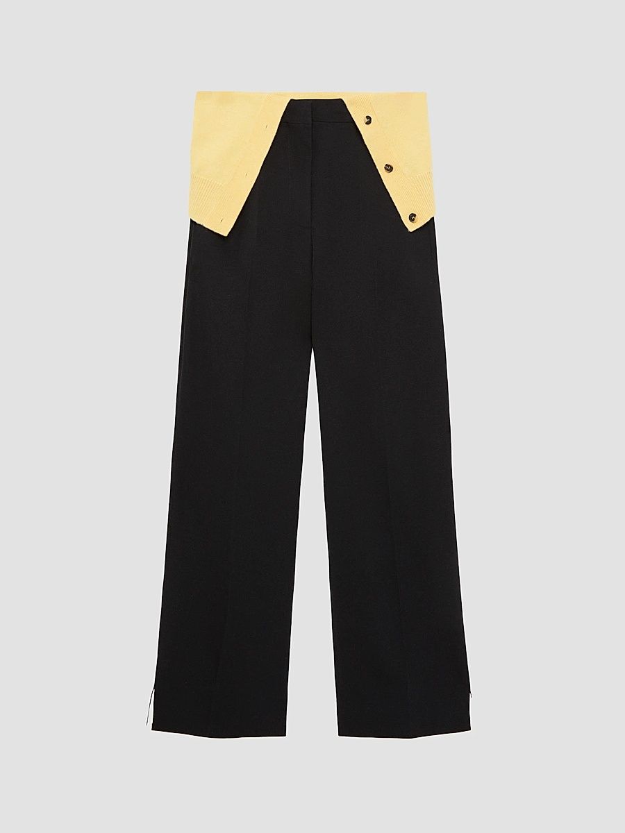 Women's Removable-Flap-Waist Wool-Blend Trousers - Black - Size 00