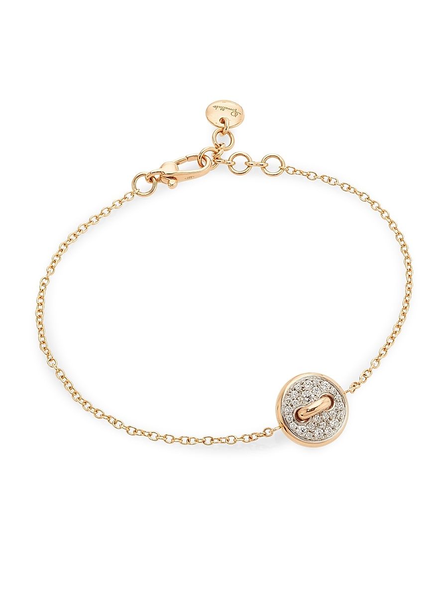 Women's Pom Pom Dot 18K Rose Gold & 0.30 TCW Diamond Button Bracelet - Rose Gold