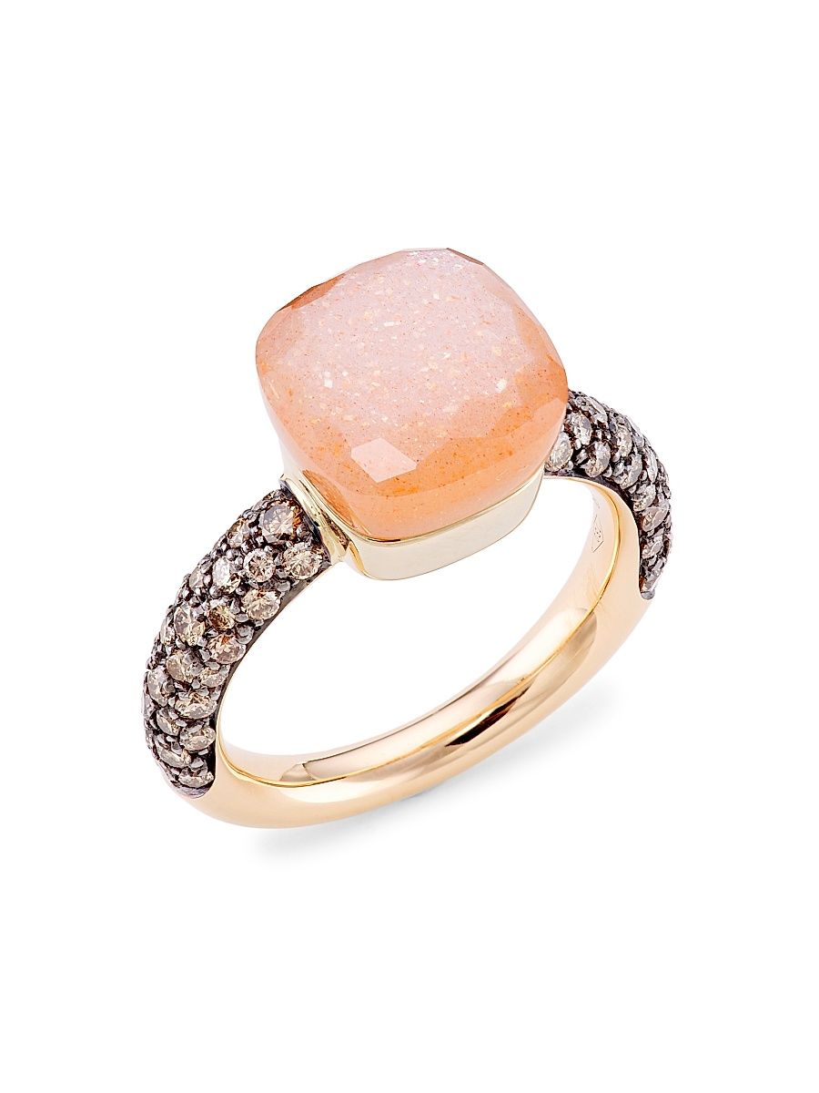 Women's Nudo Classic Two-Tone 18K Gold, Moonstone & Diamond Ring - Rose Gold - Size 8