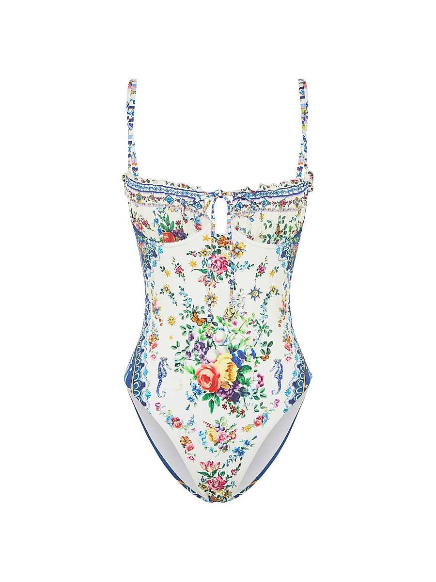 Women's Tiles Darls Ruched Underwire One-Piece Swimsuit - Tiles Darls - Size XL