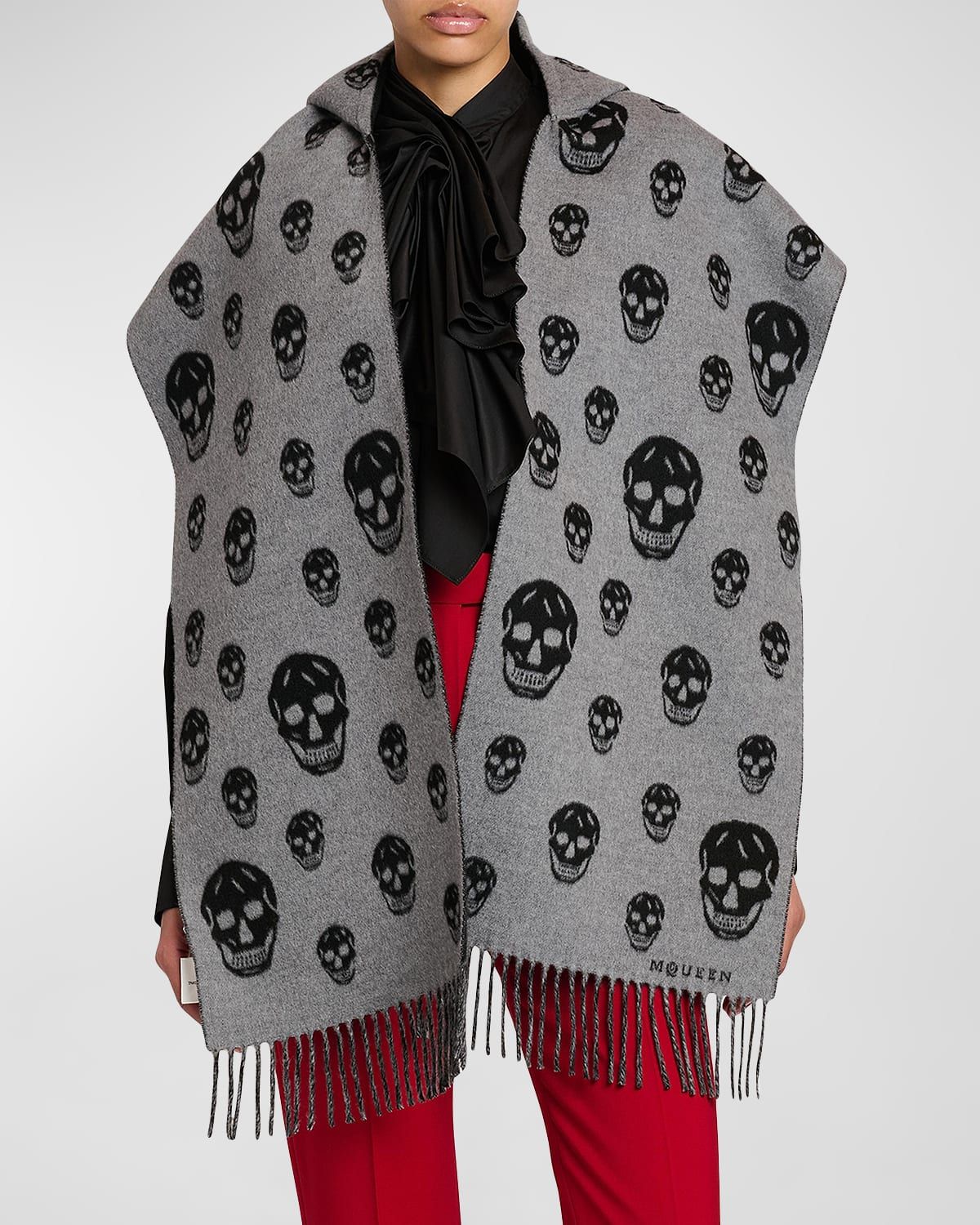 Skull Wool Cashmere Hooded Scarf