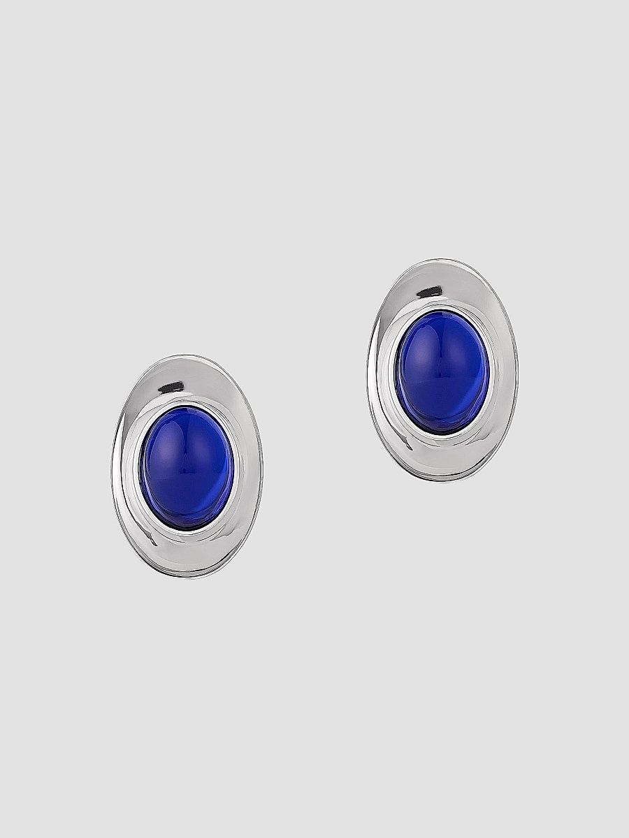Givenchy Women's Sculpted Gem Earrings in Metal and Resin - Blue Silvery
