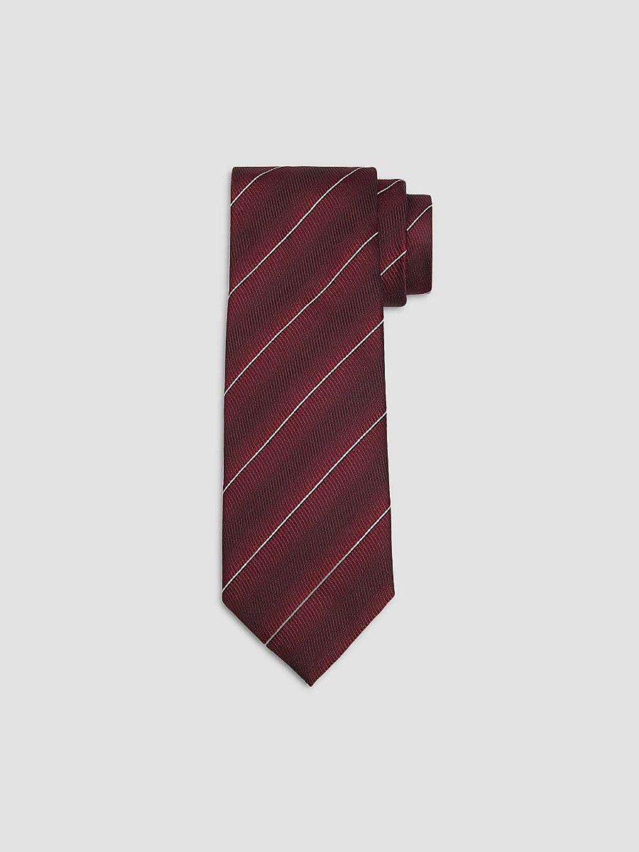 Men's Linen Diagonal Striped Tie - Rubino