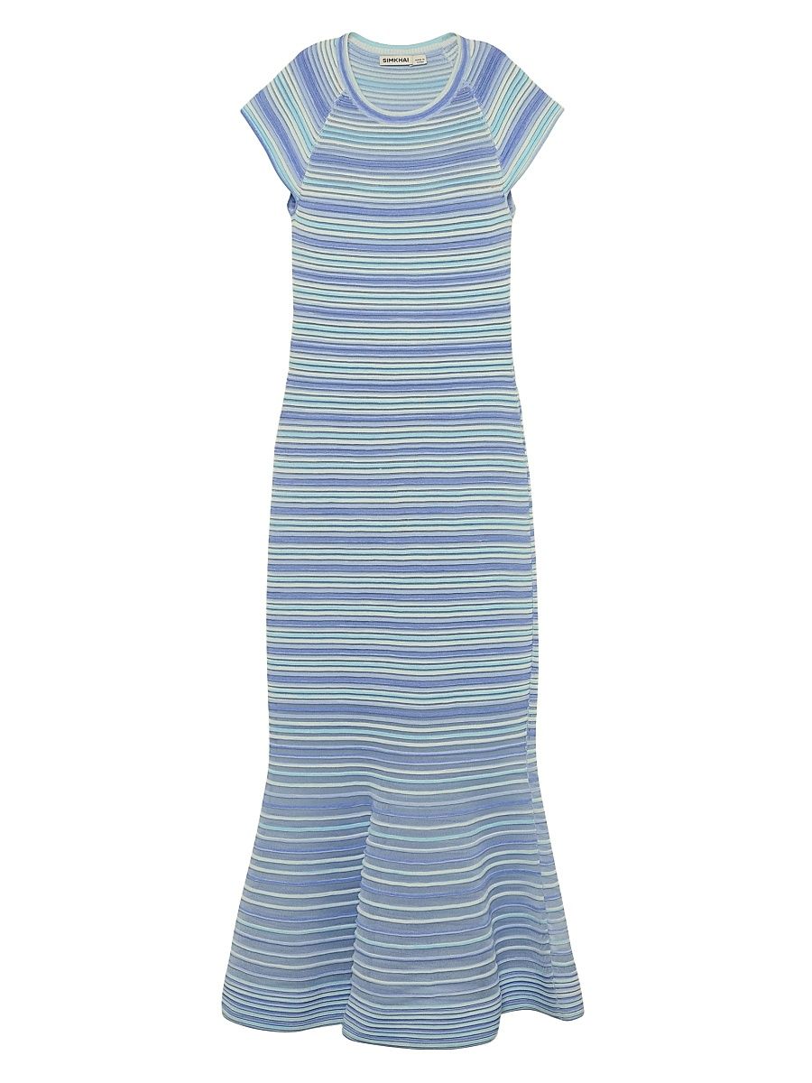 Women's Danica Striped Knit Midi-Dress - Periwinkle Multi - Size XS