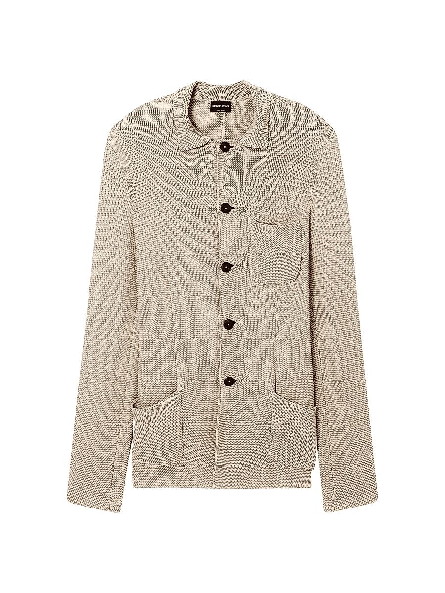 Men's Cotton-Blend Patch Pocket Soft Blazer - Silver Lining - Size 48