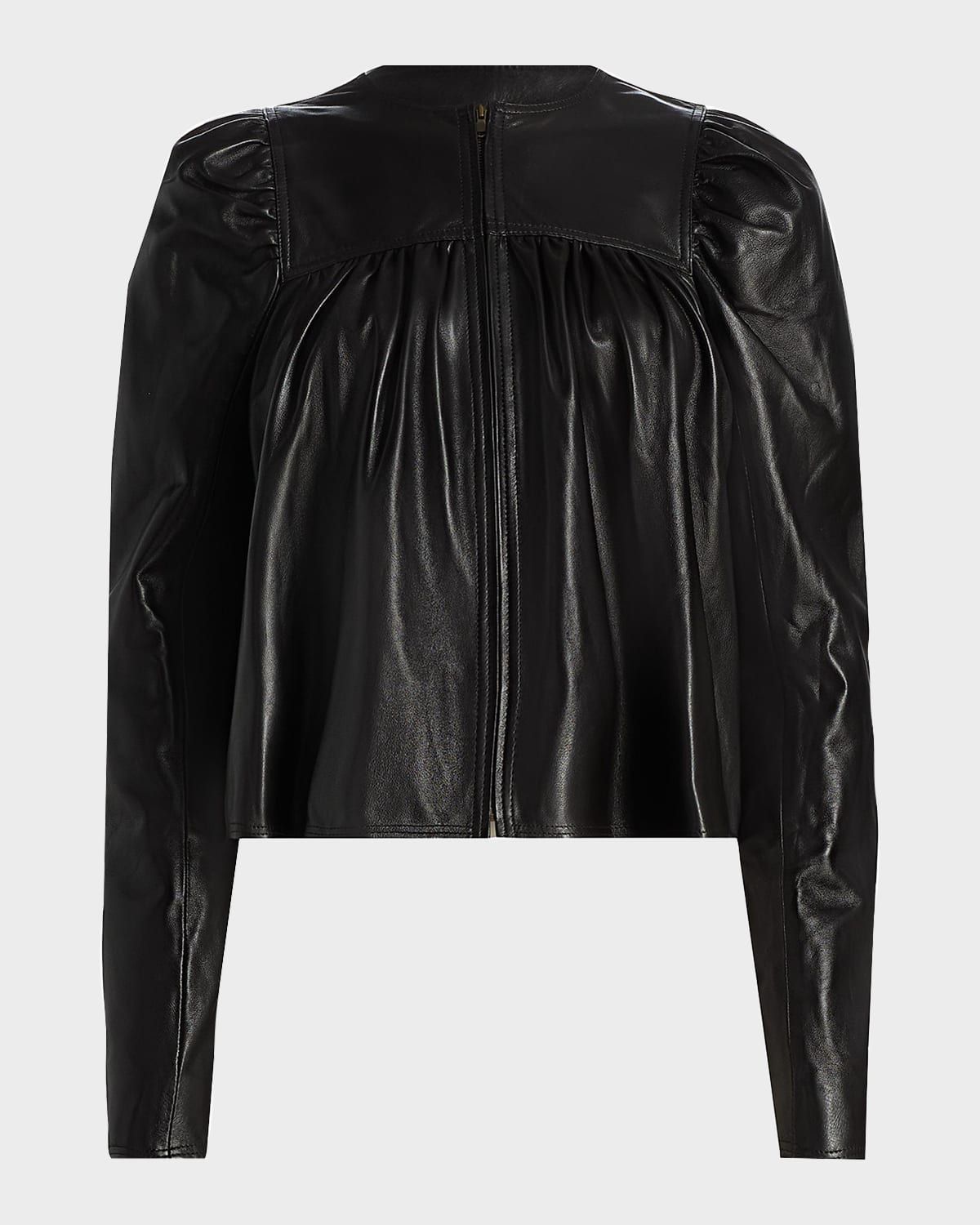 Anouk Puff-Sleeve Nappa Leather Jacket