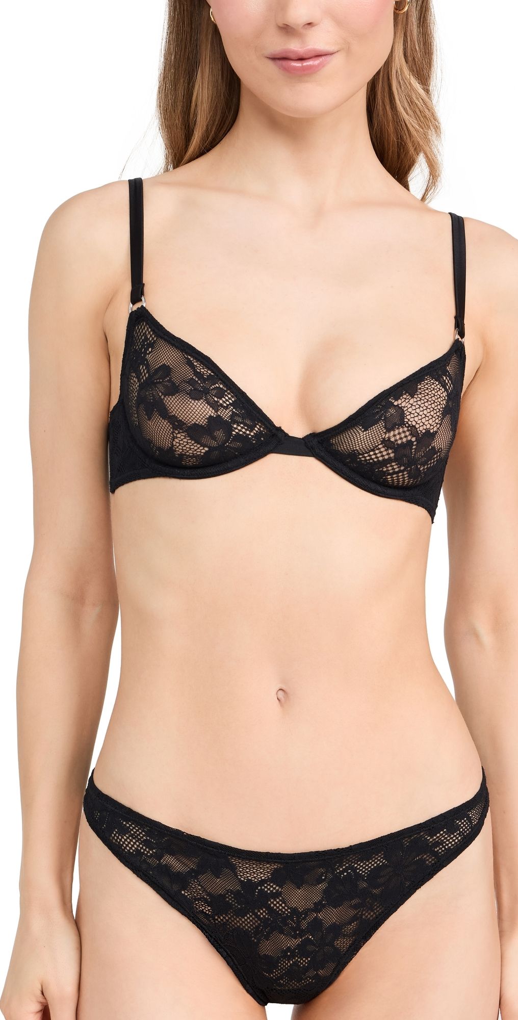 Fleur du Mal Le Stretch Lace Demi Bra Black 34D