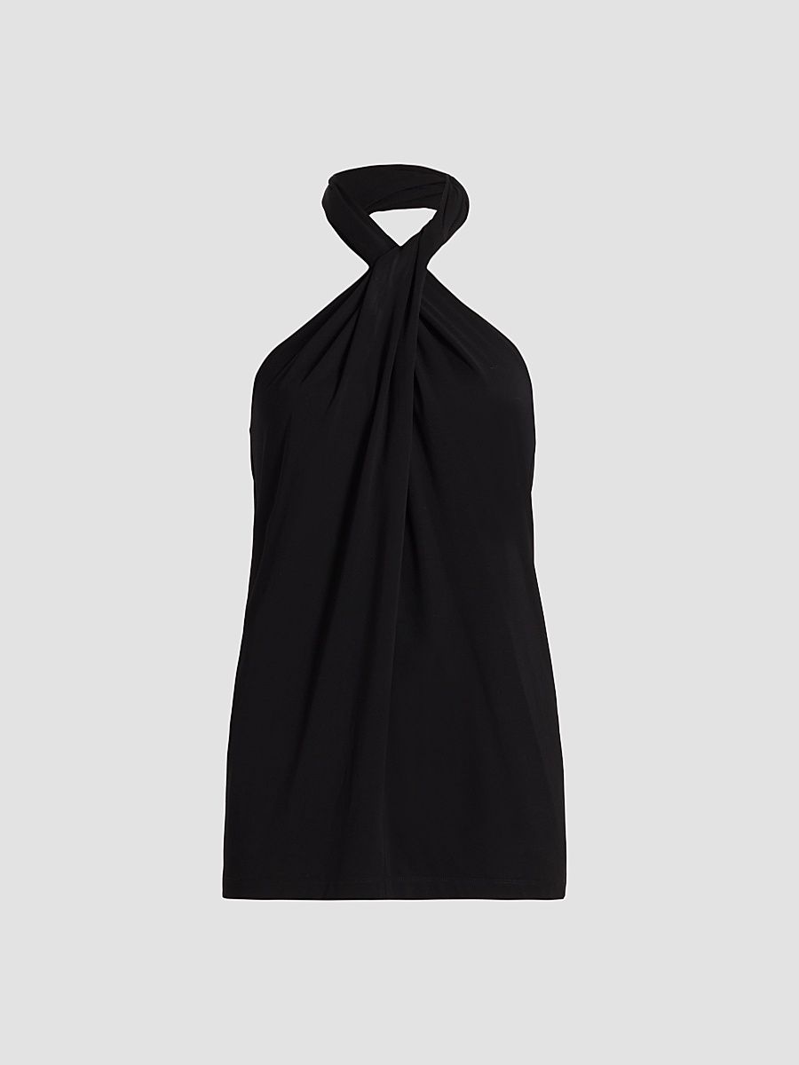 Women's Twisted Jersey Halter Top - Black - Size XL