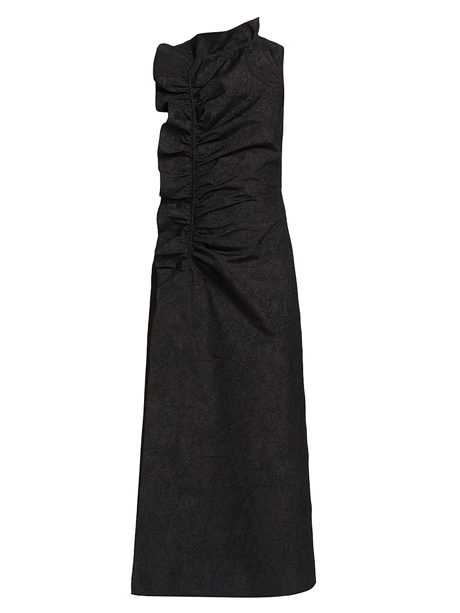 Women's Demetria Ruched Midi-Dress - Obsidian - Size 10