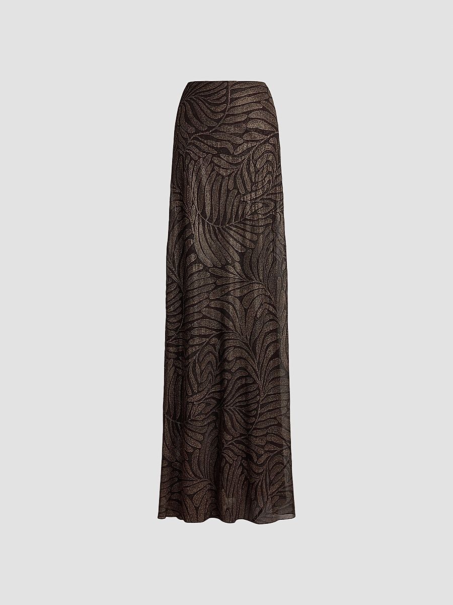 Women's Masina Foiled Leaf Chiffon Skirt - Espresso Multi - Size 12