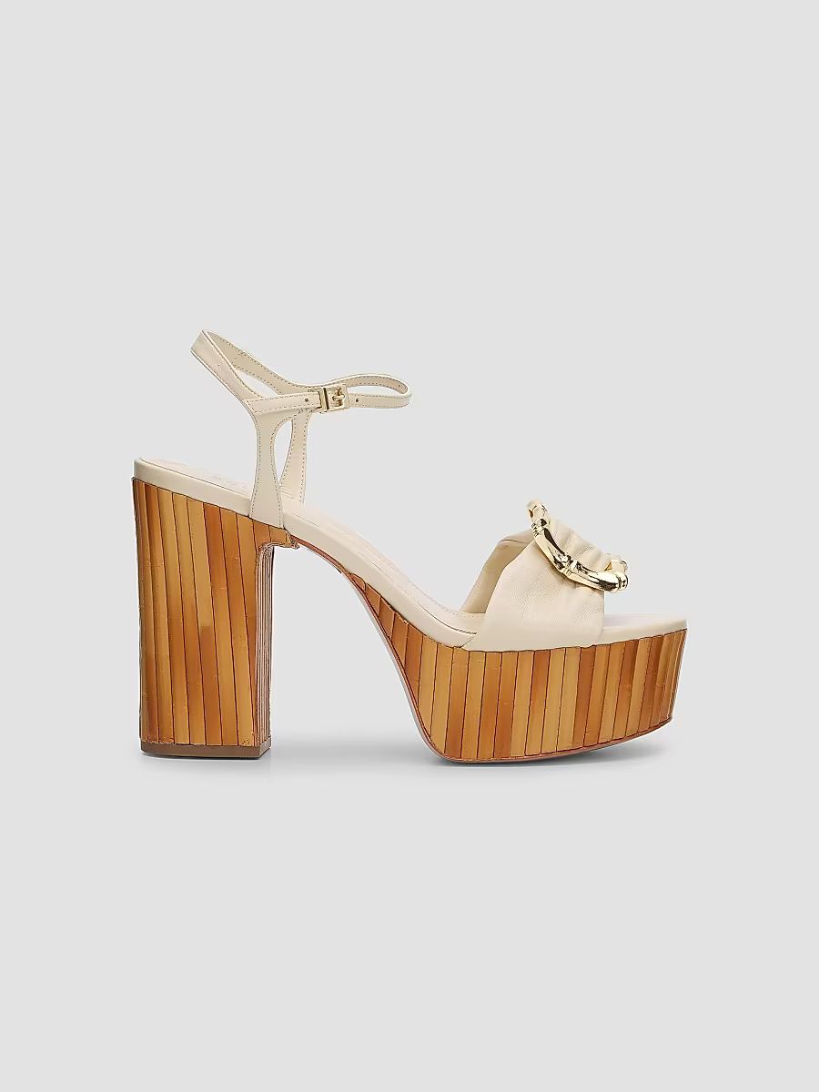 Schutz Women's Enola 120MM Leather Platform Sandals - Egg Shell - Size 11
