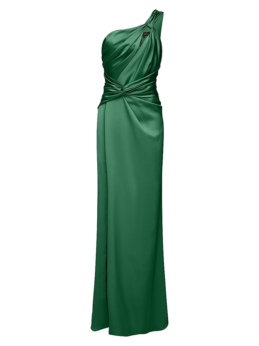 Theia Women's Gloria Twist Column Gown - Pine - Size 12