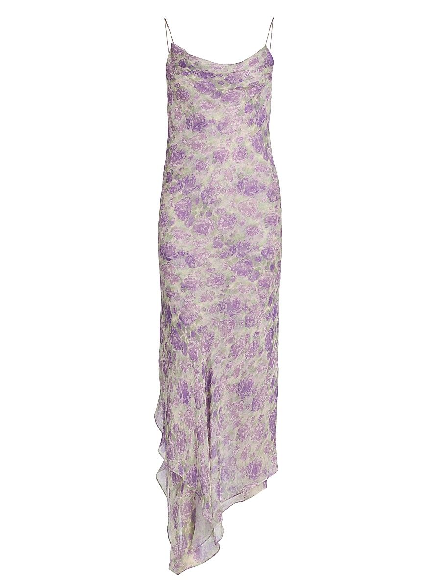 Women's Kaa Floral Print Midi-Slipdress - Purple Multi - Size Large