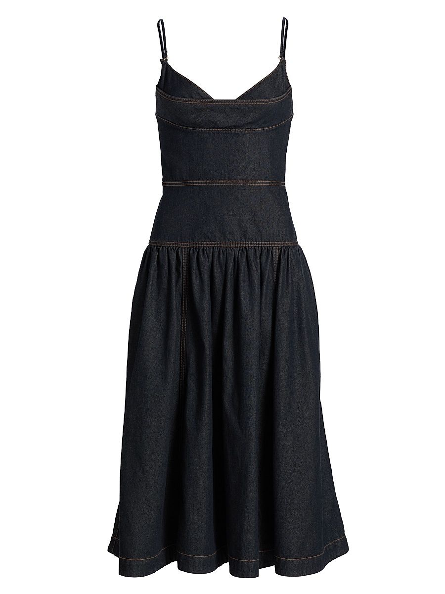 Women's Denim Drop-Waist Midi-Dress - Night Sky - Size 10