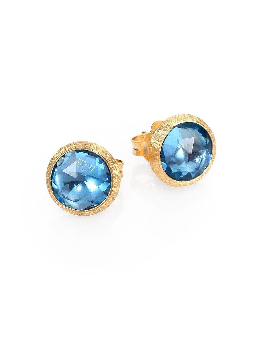 Women's Jaipur Blue Topaz & 18K Yellow Gold Stud Earrings - Gold Blue Topaz