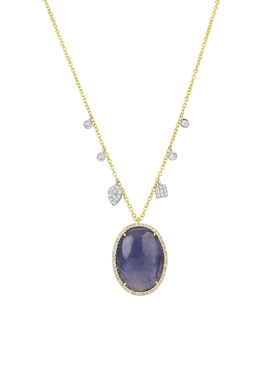 Women's Two-Tone 14K Gold, Tanzanite & 0.35 TCW Diamond Pendant Necklace - Gold